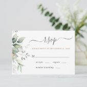 Elegant Eucalyptus Waterverf Greenery Wedding RSVP Kaartje (Staand voorkant)