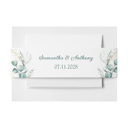 Elegant Eucalyptus Waterverf Greenery Wedding Uitnodigingen Wikkel (Voorkant Voorbeeld)