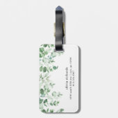 Elegant Eucalyptus Waterverf | Monogram Bagagelabel (Achterkant verticaal)