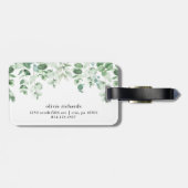 Elegant Eucalyptus Waterverf | Monogram Bagagelabel (Achterkant horizontaal)