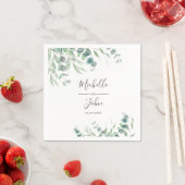 Elegant Eucalyptus Waterverf Name Script Weddensch Servet (Insitu)