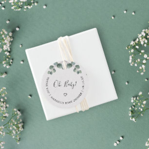 Elegant Eucalyptus Waterverf OH BABY SHOWER Bedankjes Labels