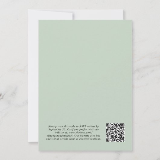 Elegant Eucalyptus Waterverf QR-code bruiloft Kaart (Achterkant)