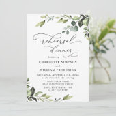 Elegant Eucalyptus Waterverf REHEARSAL DINNER Kaart (Staand voorkant)