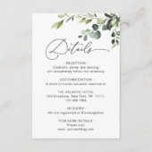 Elegant Eucalyptus Waterverf Weddenschap Details Informatiekaartje (Voorkant)