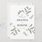 Elegant Eucalyptus Waterverf Weddenschap Kaart (Voorkant)