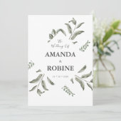 Elegant Eucalyptus Waterverf Weddenschap Kaart (Staand voorkant)