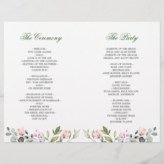 Elegant Eucalyptus Waterverf Wedding Programme (Achterkant)