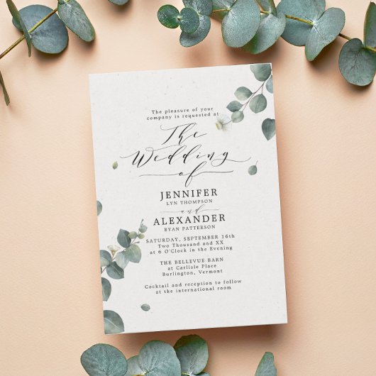 Elegant Eucalyptus Weddenschap Alle in één RSVP QR Kaart