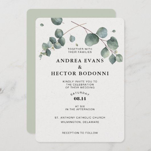 Elegant Eucalyptus Weddenschap Kaart (Voorkant / Achterkant)