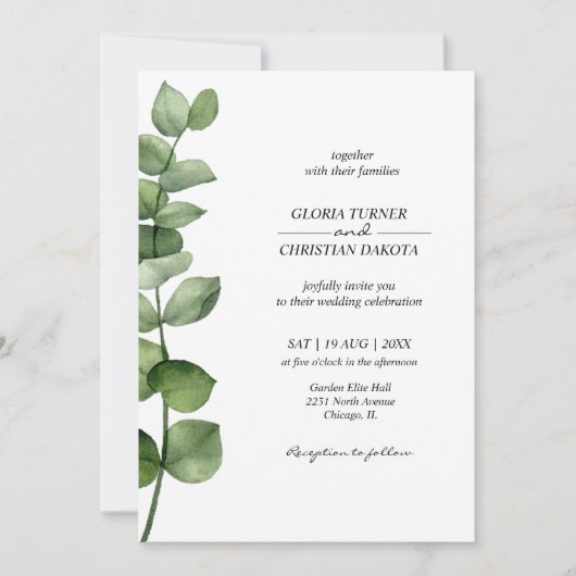 Elegant Eucalyptus Weddenschap Kaart (Voorkant)