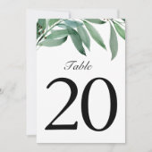 Elegant Eucalyptus Weddenschap White Table Number (Voorkant)