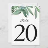 Elegant Eucalyptus Weddenschap White Table Number (Achterkant)