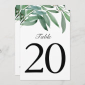 Elegant Eucalyptus Weddenschap White Table Number (Voorkant / Achterkant)