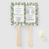 Elegant Eucalyptus Wedding Ceremony Program Hand Handwaaier (Voorkant en achterkant)