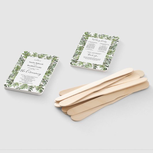 Elegant Eucalyptus Wedding Ceremony Program Hand Handwaaier (Niet-gemonteerd)