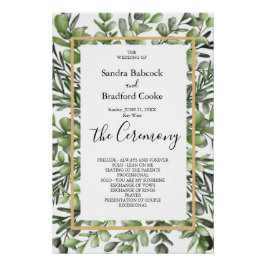 Elegant Eucalyptus Wedding Ceremony Program Hand Perfect Poster