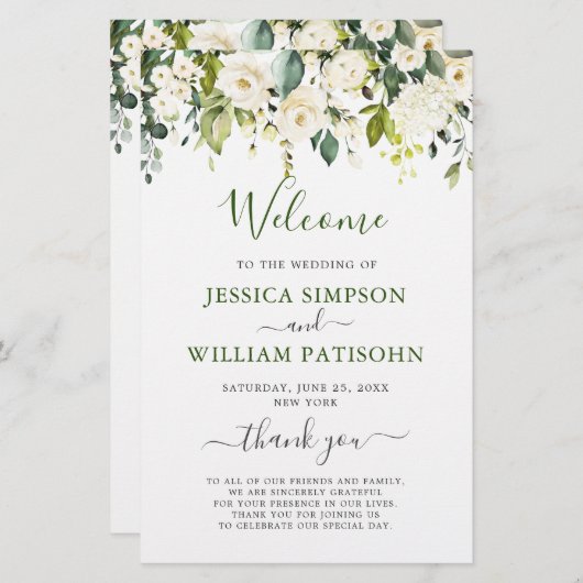 Elegant Eucalyptus Wedding Ceremony Programme (Voorkant / Achterkant)