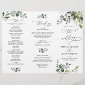 Elegant Eucalyptus Wedding Ceremony Programme (Voorkant)