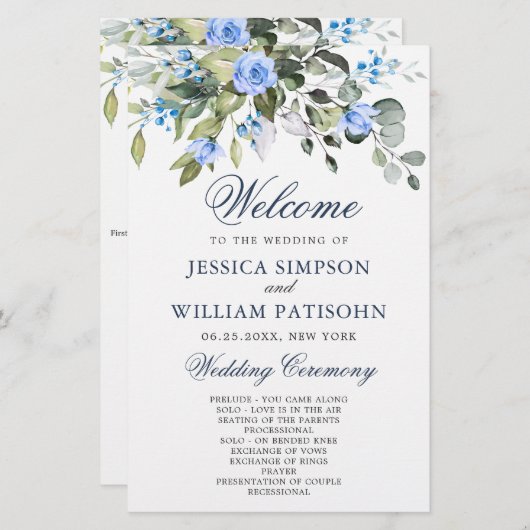 Elegant Eucalyptus Wedding Ceremony Programme (Voorkant / Achterkant)