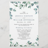 Elegant Eucalyptus Wedding Ceremony Programme (Voorkant)