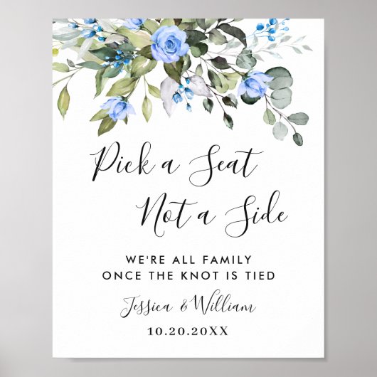 Elegant Eucalyptus Wedding Ceremony Seating Poster (Voorkant)