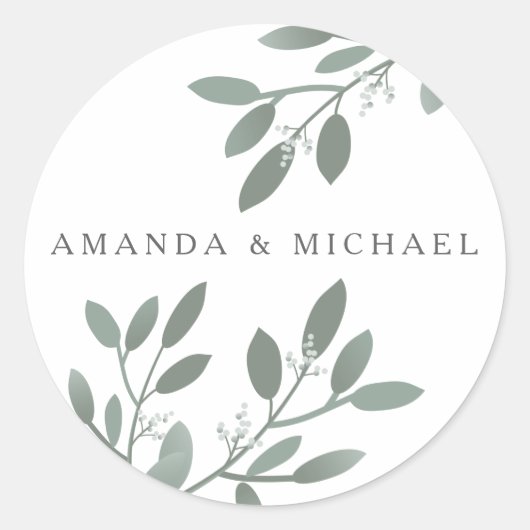Elegant Eucalyptus Wedding Envelope Seal Ronde Sticker (Voorkant)