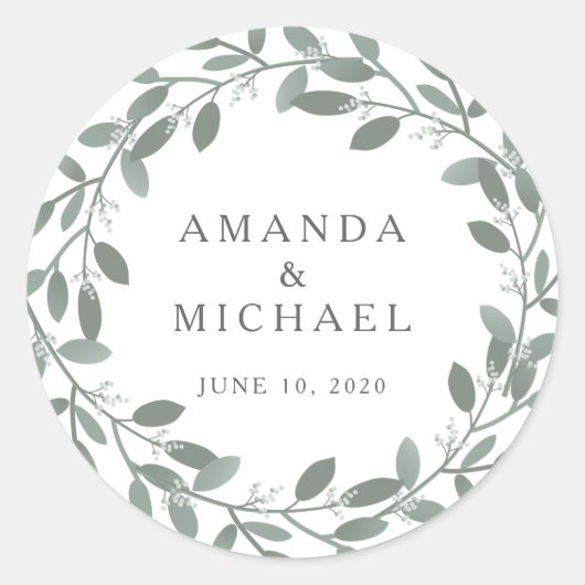 Elegant Eucalyptus Wedding Envelope Seal Ronde Sticker (Voorkant)