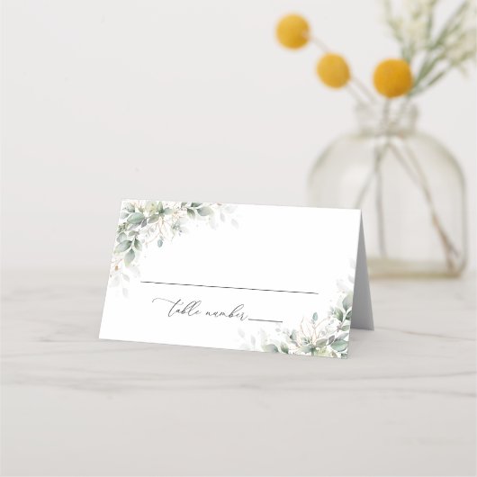 Elegant Eucalyptus Wedding Folded Place Cards (Voorkant)