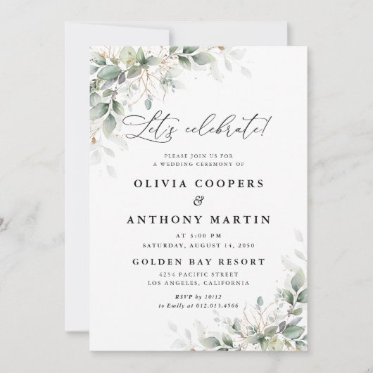  Elegant Eucalyptus Wedding Invitation (Devant)