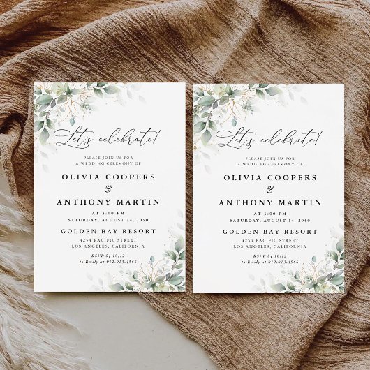 Elegant Eucalyptus Wedding Invitation Kaart