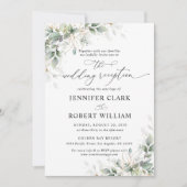 Elegant Eucalyptus Wedding Reception Invitation  Kaart (Voorkant)