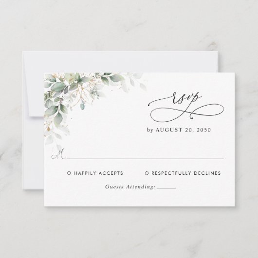 Elegant Eucalyptus Wedding RSVP Card (Devant)