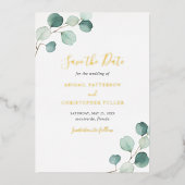 Elegant Eucalyptus Wedding Save the Date Folie Uitnodiging (Voorkant)