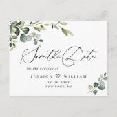 Elegant Eucalyptus Wedding Save the Date QR Code Briefkaart (Voorkant)