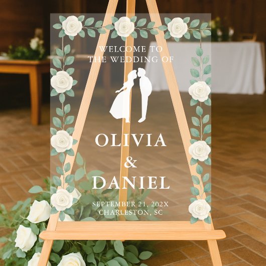 Elegant Eucalyptus Wedding Welcome Acryl Bord