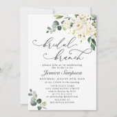 Elegant Eucalyptus White Roses Bridal Brunch Kaart (Voorkant)