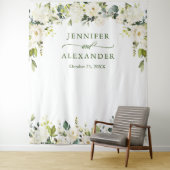 Elegant Eucalyptus White Roses Weddenschap Backdro Wandkleed (In situ)