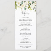 Elegant Eucalyptus White Roses Weddenschap Dinner Menu (Voorkant)