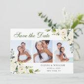 Elegant Eucalyptus White Roses Wedding 3 FOTO Save The Date (Staand voorkant)