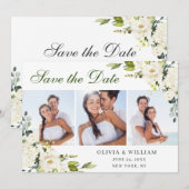 Elegant Eucalyptus White Roses Wedding 3 FOTO Save The Date (Voorkant / Achterkant)