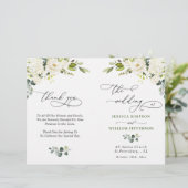 Elegant Eucalyptus White Roses Wedding Programme (Staand voorkant)