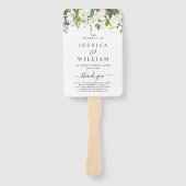 Elegant Eucalyptus White Roses Wedding Programme Handwaaier (Voorkant)