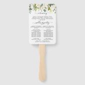 Elegant Eucalyptus White Roses Wedding Programme Handwaaier (Achterkant)