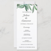 Elégant Eucalyptus White Wedding Programme (Devant)
