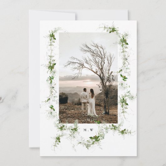 Elegant Eucalyptus Wreath Monogram Weddenschap Save The Date (Achterkant)