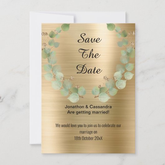 ELEGANT EUCALYPTUS WREATH SAGE GOLD BEWAART DE DAT (Voorkant)