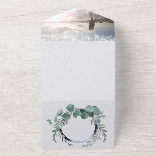 Elegant Eucalyptus Wreath Wedding All In One Uitnodiging (Buitenkant)