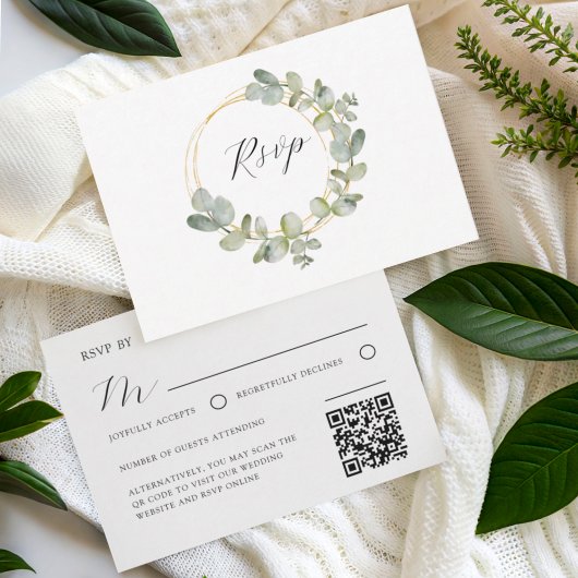 Elegant Eucalyptus Wreath Wedding RSVP