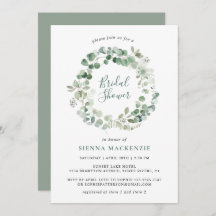Elegant Eucalyptus Wreator Bridal Shower Invitatio